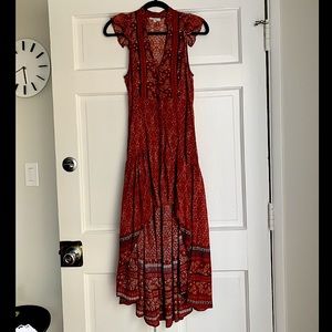 Patterned Boho Button-up Maxi Dress